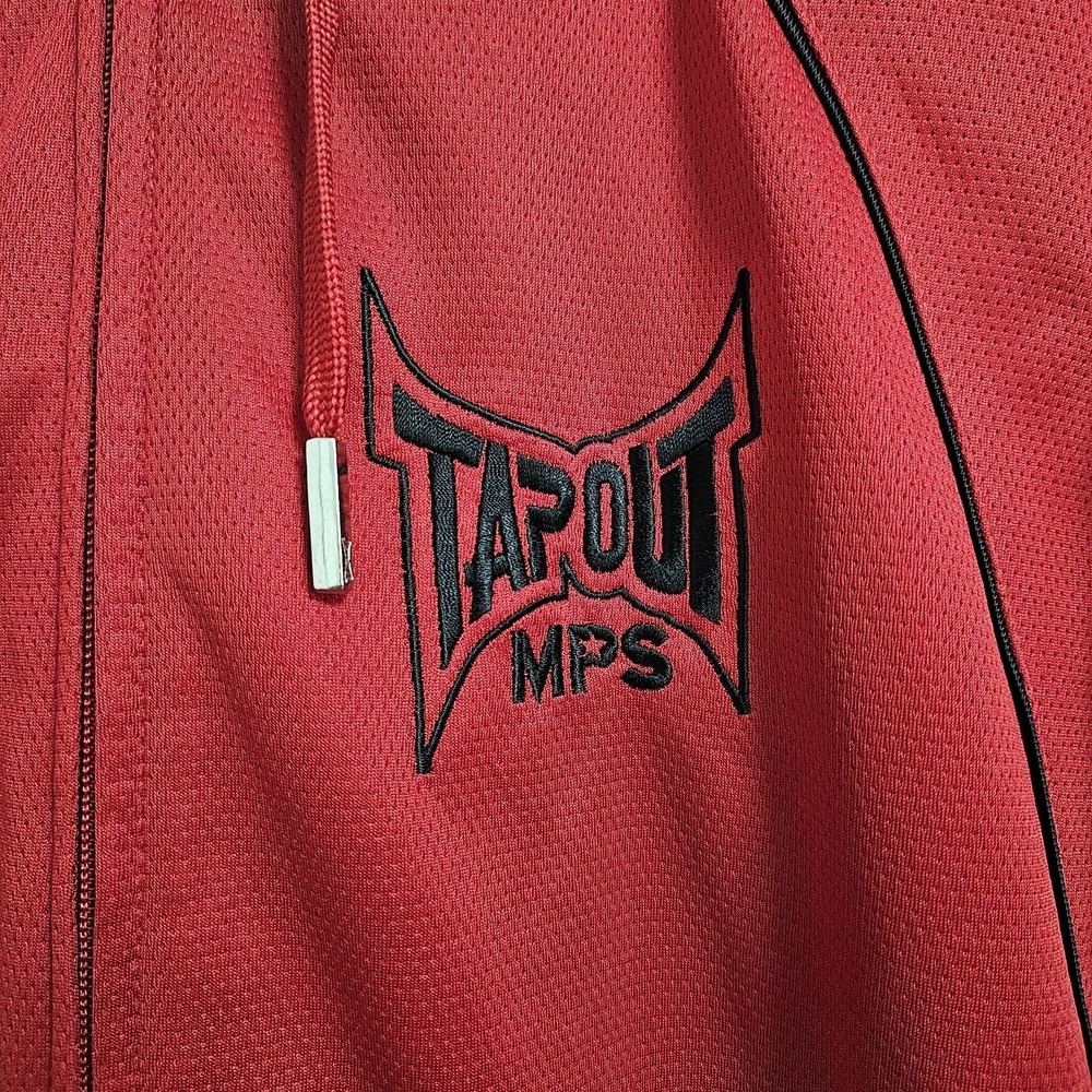 Tapout Hoodie Mens Medium Red MPS Full Zip Embroidered Logo Athletic Sweatshirt
